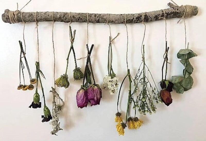 Rustic Dried Flowers Hanging Wall Decor, Housewarming, Nature Wedding Gift